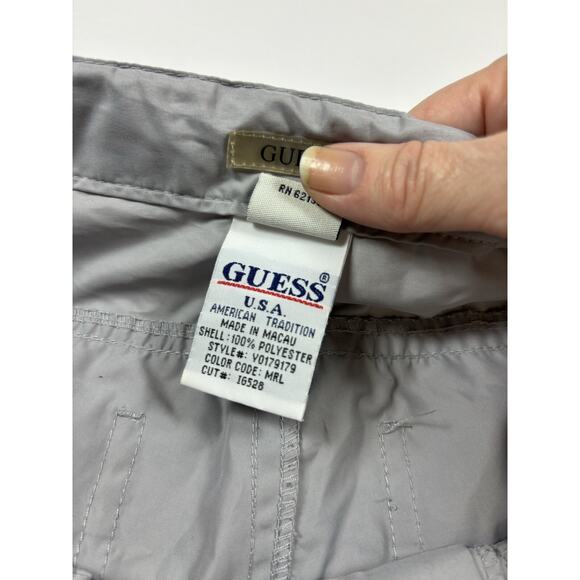 Guess Parachute Utility Pants Light Grey Size 29 Wide Leg Drawstring Pockets - Picture 2 of 12